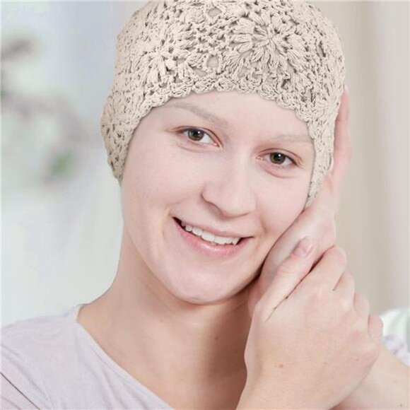 2 Pieces Floral Crochet Slouchy Beanie Hat Handmade Knit Cutout Women Floral - Picture 7 of 8